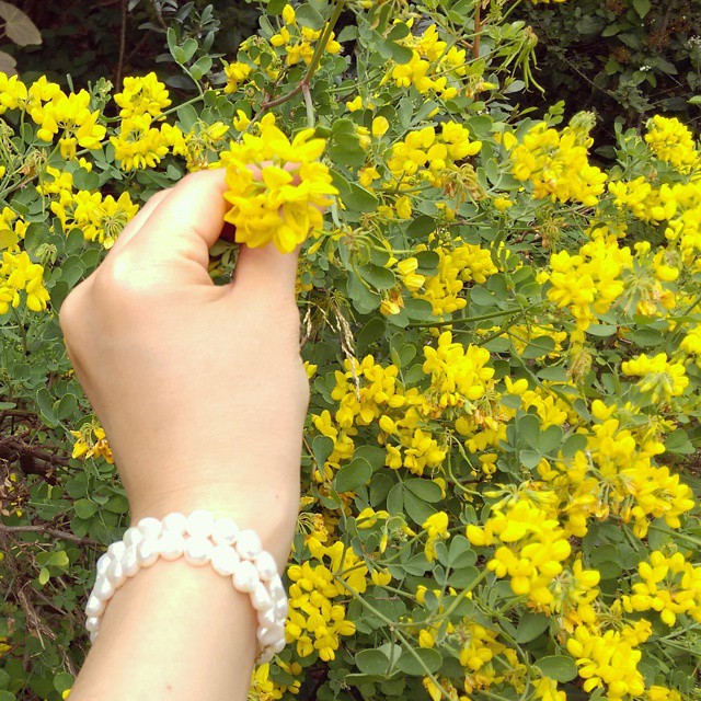 Pulsera de perlas blancas y rosas